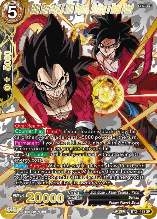 Dragon Ball Super: Masters - SS4 Son Goku & SS4 Vegeta, Striking a Weak Point (Collector Booster Gold) (BT24 - 118) (Beyond Generations)