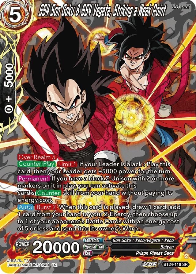 Dragon Ball Super: Masters - SS4 Son Goku & SS4 Vegeta, Striking a Weak Point (Collector Booster Silver) (BT24 - 118) (Beyond Generations)