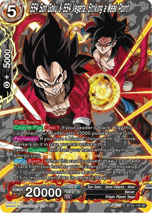 Dragon Ball Super: Masters - SS4 Son Goku & SS4 Vegeta, Striking a Weak Point (Collector Booster Silver) (BT24 - 118) (Beyond Generations)