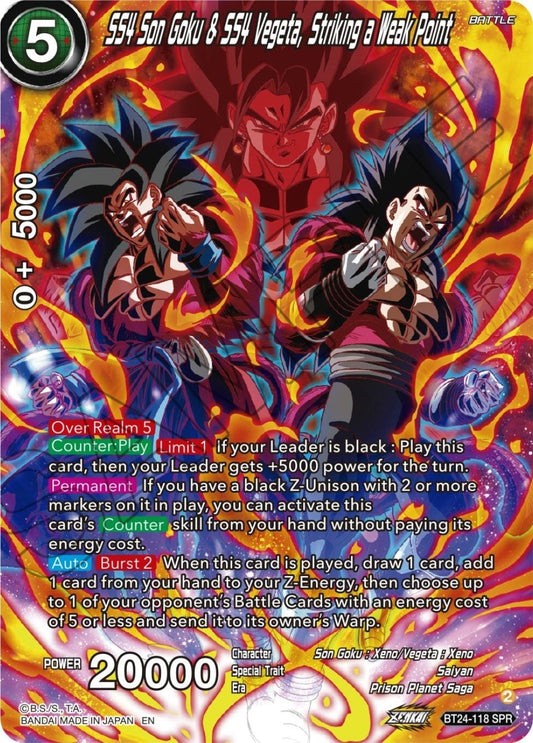 Dragon Ball Super: Masters - SS4 Son Goku & SS4 Vegeta, Striking a Weak Point (SPR) (BT24 - 118) (Beyond Generations)