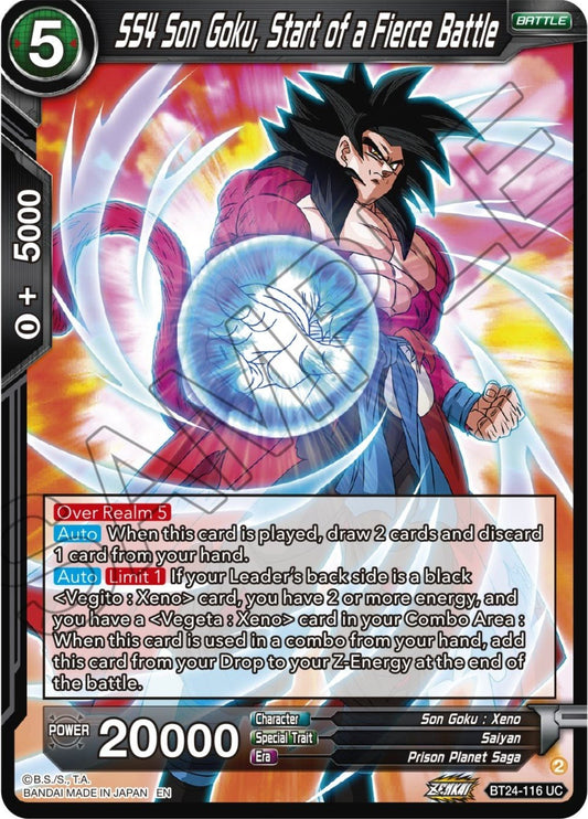 Dragon Ball Super: Masters - SS4 Son Goku, Start of a Fierce Battle (BT24 - 116) (Beyond Generations)