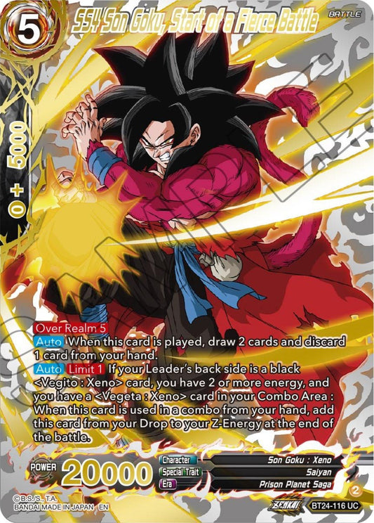 Dragon Ball Super: Masters - SS4 Son Goku, Start of a Fierce Battle (Collector Booster Gold) (BT24 - 116) (Beyond Generations)
