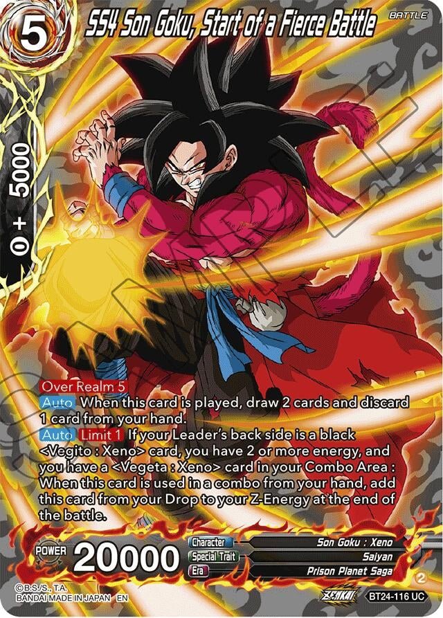 Dragon Ball Super: Masters - SS4 Son Goku, Start of a Fierce Battle (Collector Booster Silver) (BT24 - 116) (Beyond Generations)