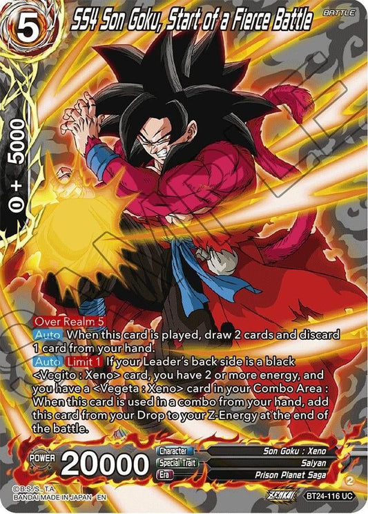 Dragon Ball Super: Masters - SS4 Son Goku, Start of a Fierce Battle (Collector Booster Silver) (BT24 - 116) (Beyond Generations)