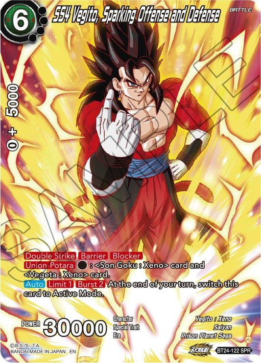 Dragon Ball Super: Masters - SS4 Vegito, Sparking Offense and Defense (SPR) (BT24 - 122) (Beyond Generations)