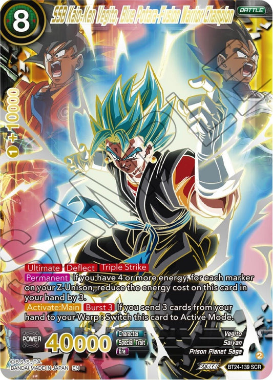 Dragon Ball Super: Masters - SSB Kaio - Ken Vegito, Blue Potara - Fusion Warrior Champion (Collector Booster Gold) (BT24 - 139) (Beyond Generations)