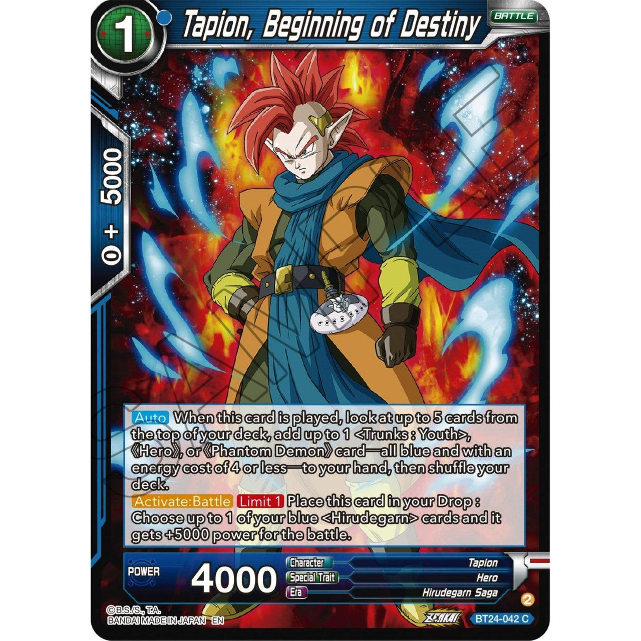 Dragon Ball Super: Masters Tapion, Beginning of Destiny (BT24 - 042) (Beyond Generations) by LAB7 Malta, Europe