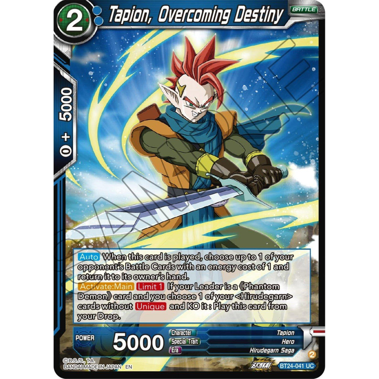 Dragon Ball Super: Masters Tapion, Overcoming Destiny (BT24 - 041) (Beyond Generations) by LAB7 Malta, Europe