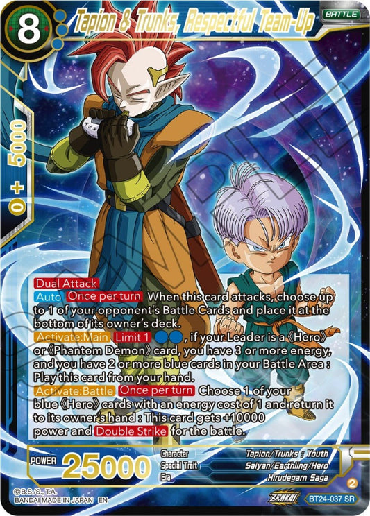 Dragon Ball Super: Masters - Tapion & Trunks, Respectful Team - Up (BT24 - 037) (Beyond Generations)