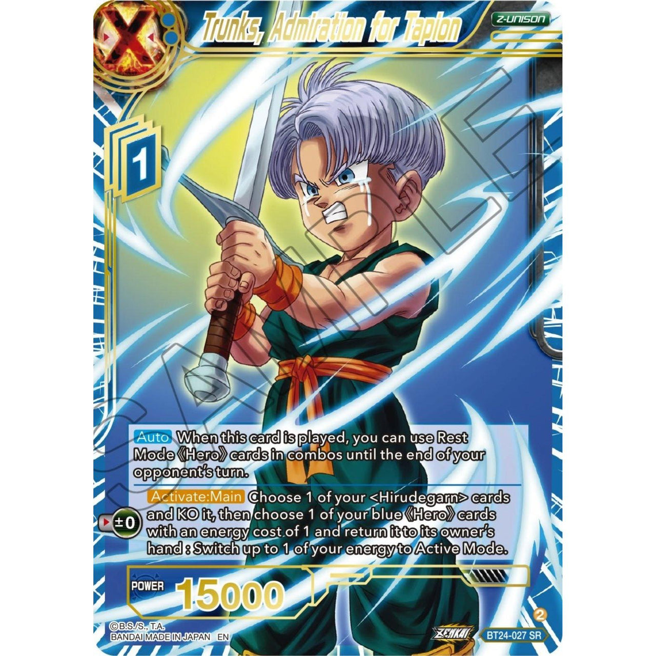 Dragon Ball Super: Masters Trunks, Admiration for Tapion (BT24 - 027) (Beyond Generations) by LAB7 Malta, Europe