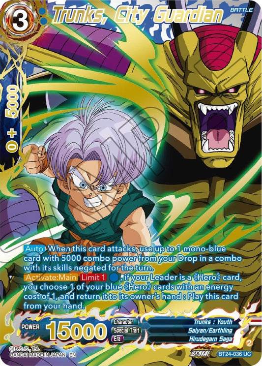 Dragon Ball Super: Masters - Trunks, City Guardian (Collector Booster Gold) (BT24 - 036) (Beyond Generations)