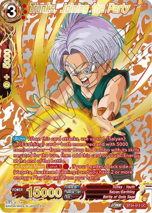 Dragon Ball Super: Masters - Trunks, Joining the Party (Collector Booster Gold) (BT24 - 015) (Beyond Generations)