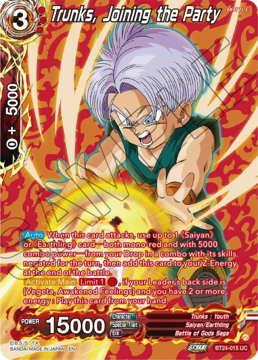 Dragon Ball Super: Masters - Trunks, Joining the Party (Collector Booster Silver) (BT24 - 015) (Beyond Generations)