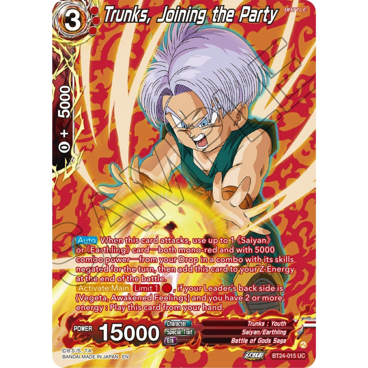 Dragon Ball Super: Masters Trunks, Joining the Party (Collector Booster Silver) (BT24 - 015) (Beyond Generations) by LAB7 Malta, Europe