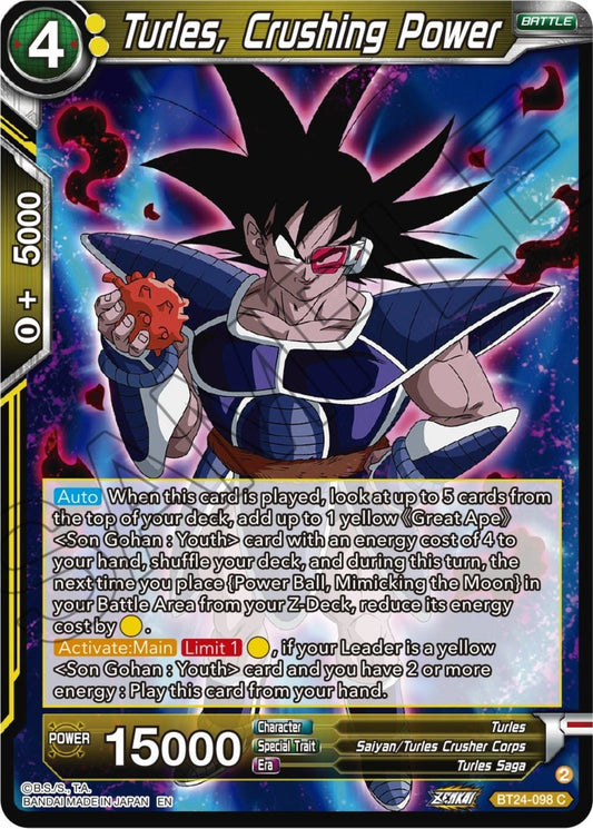 Dragon Ball Super: Masters - Turles, Crushing Power (BT24 - 098) (Beyond Generations)