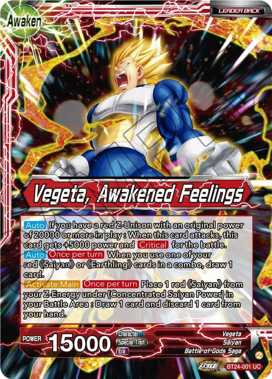 Dragon Ball Super: Masters - Vegeta // Vegeta, Awakened Feelings (BT24 - 001) (Beyond Generations)