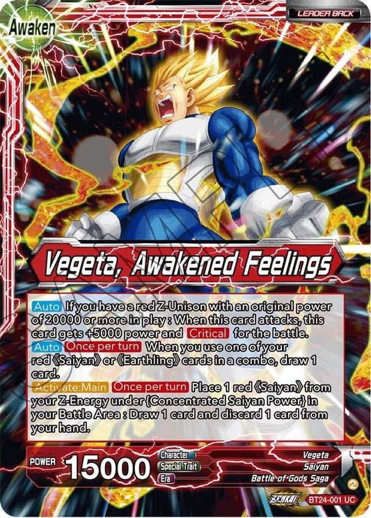Dragon Ball Super: Masters - Vegeta // Vegeta, Awakened Feelings (Collector Booster Foil) (BT24 - 001) (Beyond Generations)