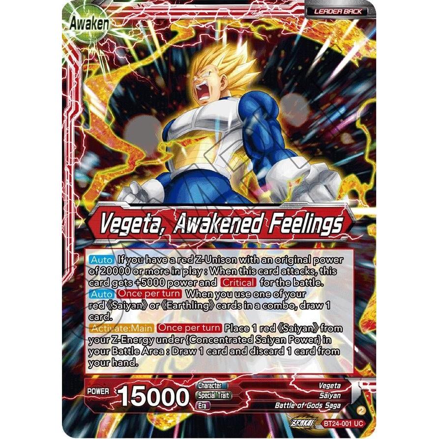 Dragon Ball Super: Masters Vegeta // Vegeta, Awakened Feelings (Collector Booster Foil) (BT24 - 001) (Beyond Generations) by LAB7 Malta, Europe