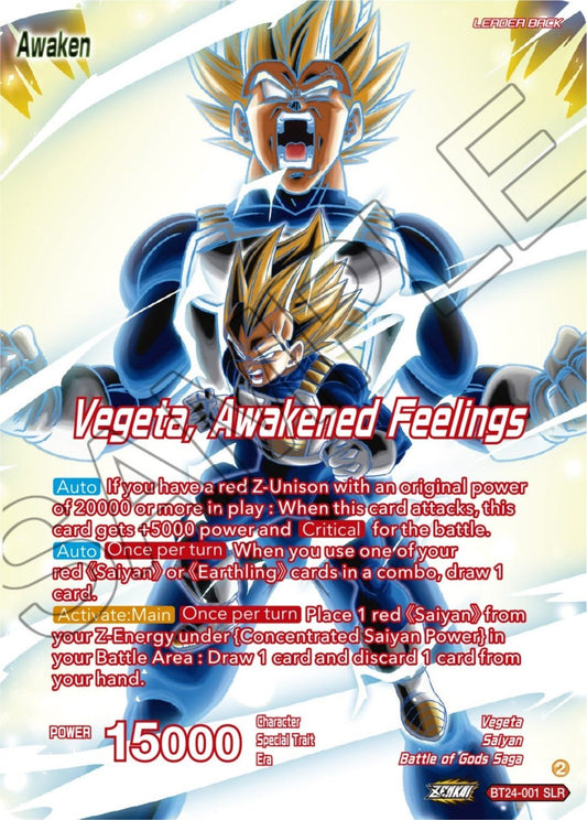 Dragon Ball Super: Masters - Vegeta // Vegeta, Awakened Feelings (SLR) (BT24 - 001) (Beyond Generations)
