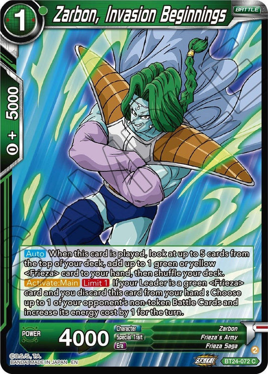 Dragon Ball Super: Masters - Zarbon, Invasion Beginnings (BT24 - 072) (Beyond Generations)
