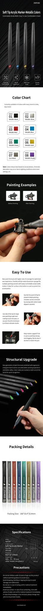 DSPIAE Soft Tip Acrylic Marker - Metallic Colours by LAB7 Malta, Europe