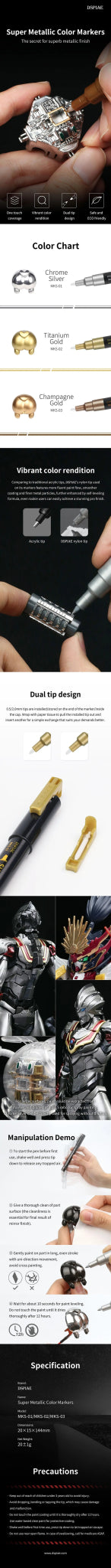 DSPIAE Super Metallic Colour Markers by LAB7 Malta, Europe