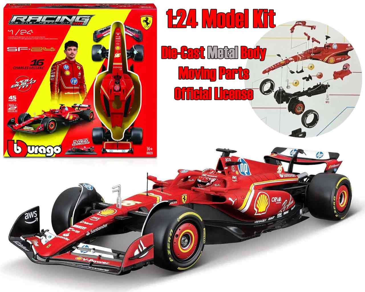 Ferrari SF - 24 Charles Leclerc Model Kit 1/24 – Bburago F1 2024 4893993268566 by LAB7 Malta, Europe