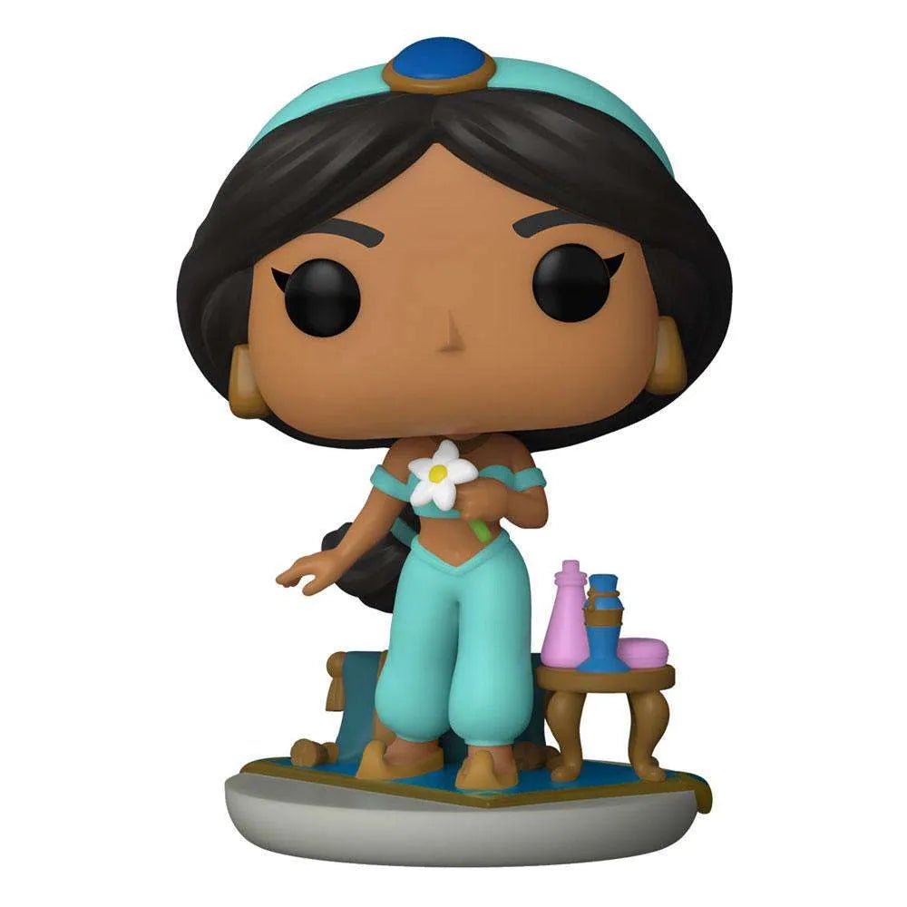 Funko Aladdin Jasmine Ultimate Disney Princess Pop! figure holding a white flower on a blue base with accessories.