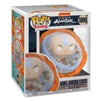 Funko Pop! Aang in Avatar State 6-inch vinyl figure inside its branded display box, front and side view.