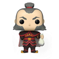 Front view of Admiral Zhao Funko Pop! vinyl figure wearing Fire Nation armor and holding a small white pouch.