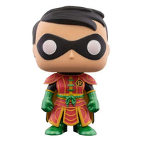Front view of Funko Batman Imperial Palace Robin POP figure in red and green samurai-style armor with black mask.