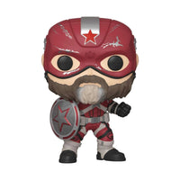 Red Guardian Funko Pop vinyl figure featuring a red helmet, bushy beard, and shield in a front-facing pose.