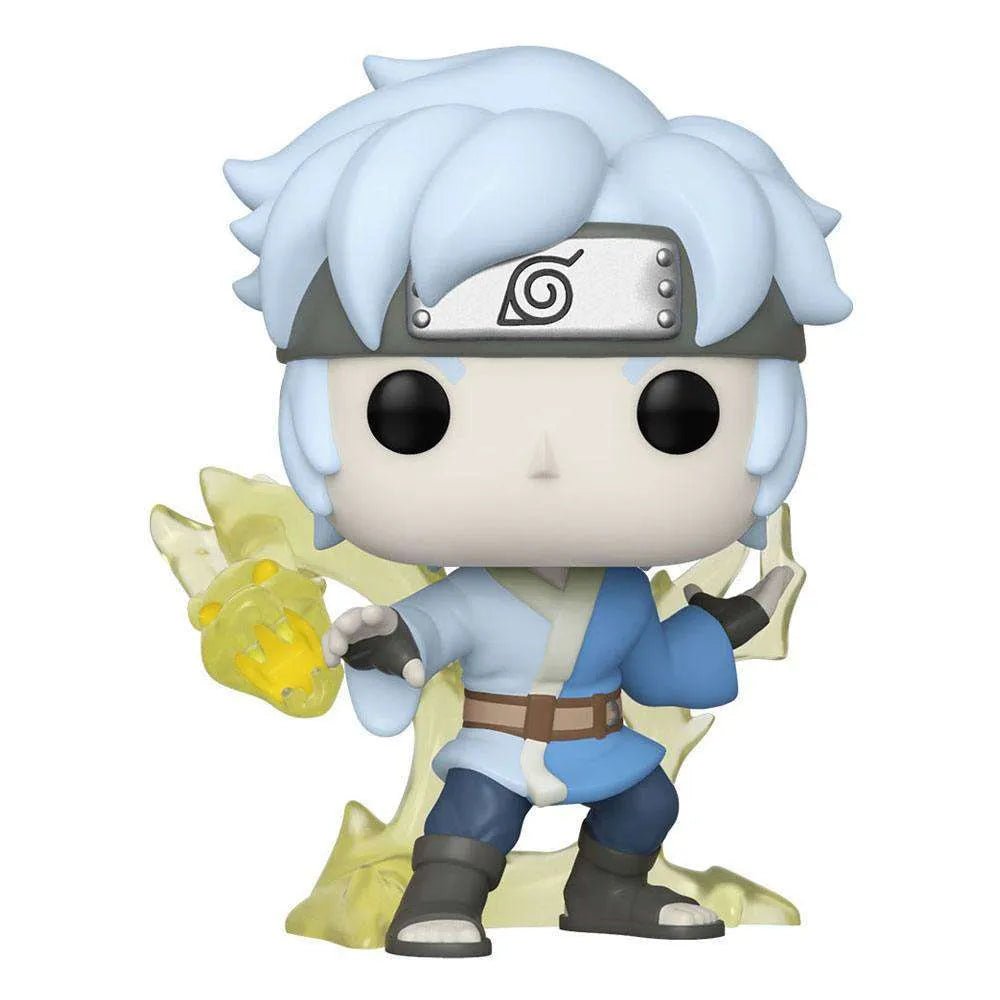 Mitsuki Funko Pop vinyl figure featuring light blue hair, a Hidden Leaf headband, and translucent yellow snake effects.