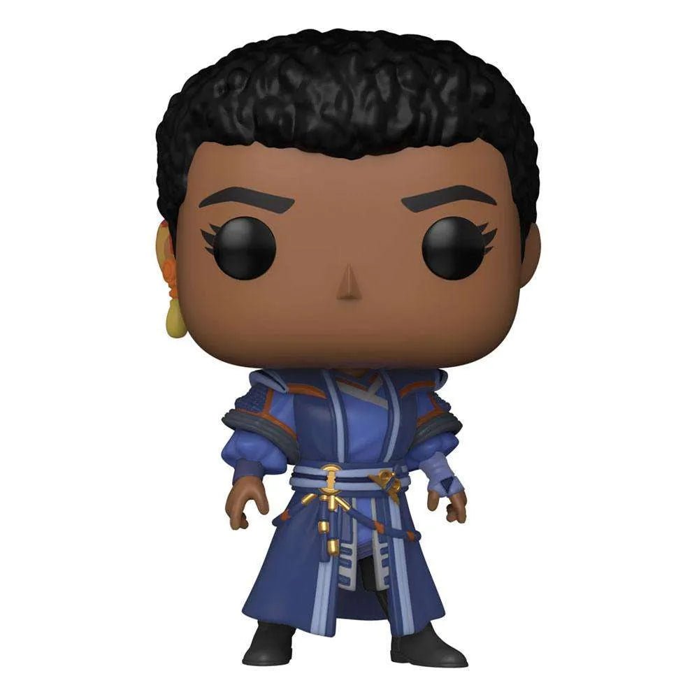 Funko Pop! Sara #1006 from Dr. Strange, featuring a vinyl figure in a blue tunic with gold accents and short dark hair.