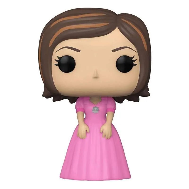 Front view of Rachel Green Funko Pop! vinyl figure wearing a pink dress with brown bobbed hair on a white background.