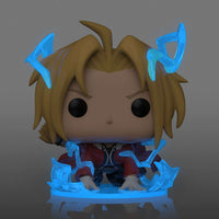 Edward Elric Pop! #1176 figure with blonde hair, red coat, and glowing blue translucent alchemy energy effects.