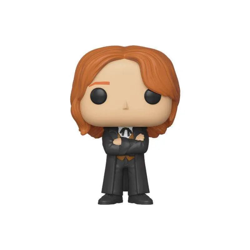 Fred Weasley Yule Ball Funko Pop! vinyl figure wearing a black suit and orange vest with arms crossed, front view.