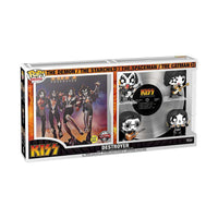 Funko KISS POP! Albums Destroyer 4-pack featuring glow-in-the-dark vinyl figures and a replica album cover in a box.