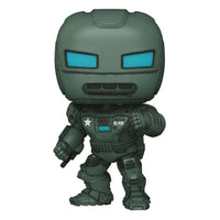 Front view of The Hydra Stomper Funko Pop vinyl figure in olive green armor with bright blue eyes and chest details.