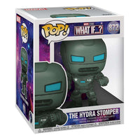 Funko Pop! The Hydra Stomper vinyl figure in its Marvel What If…? branded display box, showing front and side views.