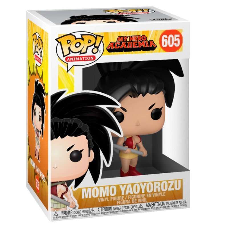 Funko My Hero Academia Momo Yaoyorozu POP figure in its original window display box, showing the front and side view.