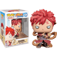 Gaara Funko Pop! vinyl figure with red hair and sand effects, shown with its branded Naruto Shippuden display box.