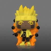 Front view of Naruto Six Path Sage Mode Funko Pop vinyl figure with glowing yellow hair and black accents.