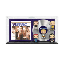 Funko NSYNC POP! Albums 5-pack featuring five vinyl figures displayed with a silver record in a clear protective case.