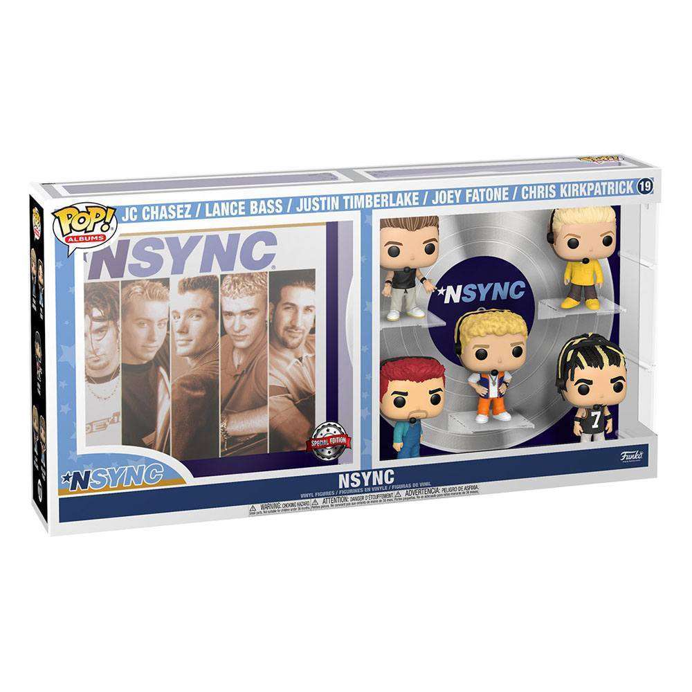 Funko NSYNC POP! Albums 5-pack featuring stylized vinyl figures in a display box with the iconic album cover art.