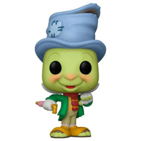 Funko Street Jiminy Cricket 80th Anniversary vinyl figure wearing a blue patched top hat, green coat, and holding a cane.