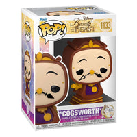 Funko Pop Cogsworth 30th Anniversary #1133 vinyl figure in its original branded display box, front and side view.