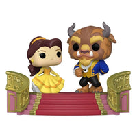 Funko Pop Beauty and the Beast 30th Anniversary Movie Moments 2-pack featuring Belle and Beast on a ballroom staircase.