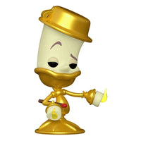 Funko Pop Lumiere 30th Anniversary figure in a metallic gold finish, featuring a candle design and a lit flame.