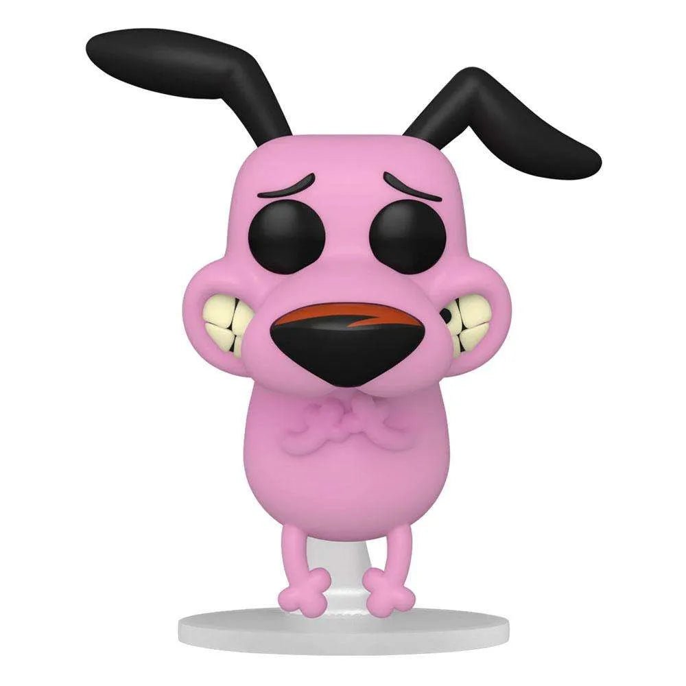Front view of the pink Courage the Cowardly Dog Funko POP! vinyl figure with black ears and a worried expression.